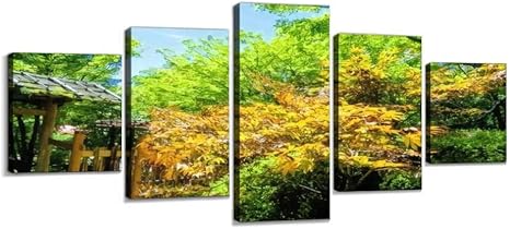 Amazon 日本庭園 日本 庭園 和 和風 楓 紅葉 背景 風景 太陽 日光 暖かい 空 雲 快晴 晴れ 旅行 旅 観光 庭 もみじ 道 キャンバスアート アートボード 壁掛け装飾 おしゃれ 部屋飾り インテリアパネル 絵画 ポスター 木枠付きの完成品 ウォールステッカー オンライン通販