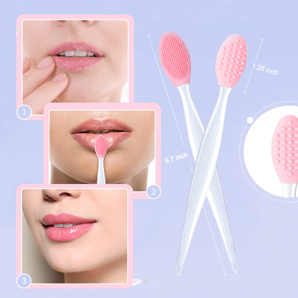 Lip Brush Set, FITDON 2pcs Retractable Lip Brush with Cap for Lipstick Gloss & 2pcs Double-Sided Silicone Exfoliating Lip Brushes: Beauty