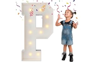 MERRY MOSAICS 3FT Marquee Light Up Letters, Large Marquee Letters, Mosaic Balloon Frame Letters Big Letters for Engagement Wedding Decorations Birthday Party Backdrop Decor, Balloon Arch Kit Letter P
