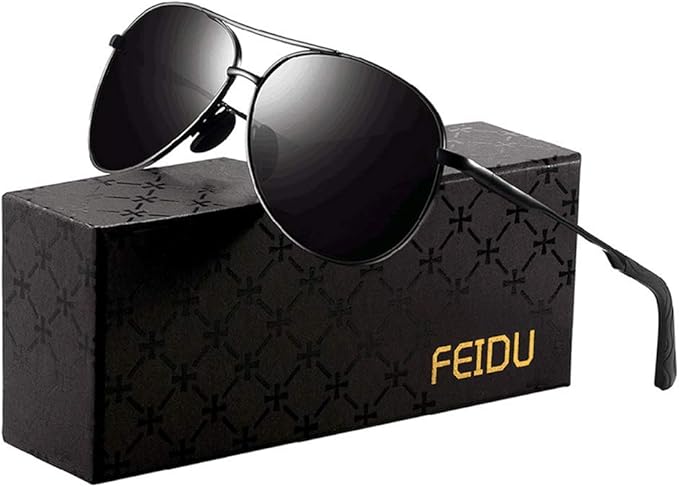 Amazon Feidu 偏光サングラス メンズ アビエーターサングラス メンズ サングラス Fd9002 Us サイズ Middle カラー ブラック サングラス 通販