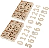 POFET Mixed Wooden 0-9 Numbers DIY Decorations 120 pcs with Storage Tray view 3