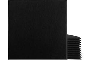 DrKlang 12 Pack Acoustic Panels, 11.8" x 11.8" Sound Proof Wall Panels for Home and Office - Black