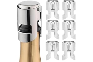 6PCS Wine Stopper: Stainless Steel Reusable Leak-Proof Champagne Saver with Silicone Seal – for Champagne, Prosecco, Cava & S