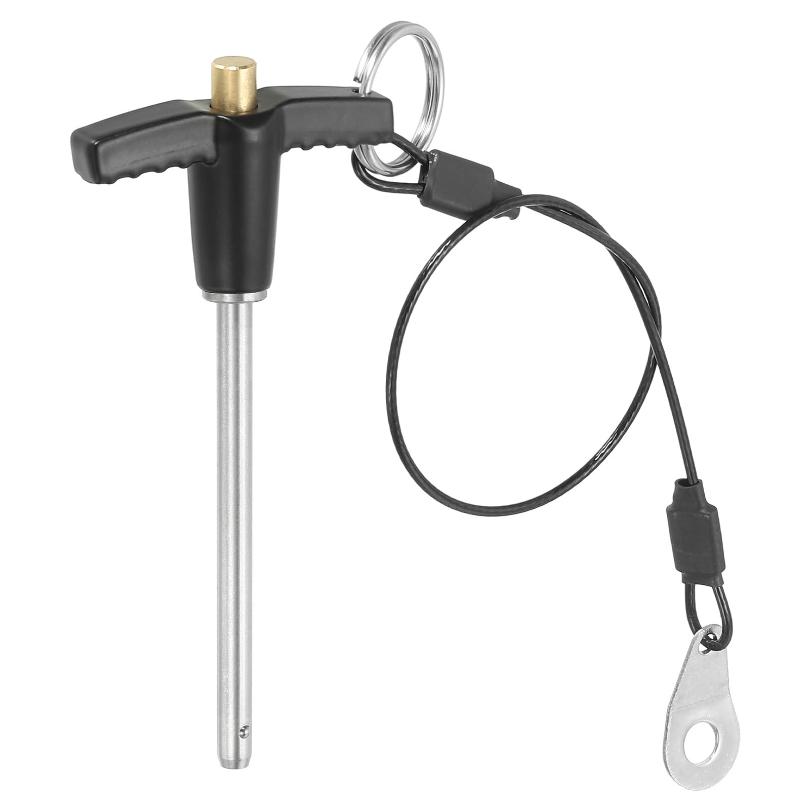 PATIKIL T Handle Lock Pins 3/16 x 2.36" (5 x 60mm), Quick Release Pin 304 Stainless Steel Safety Locating Pins with Push Button 25 cm Lanyard Cable