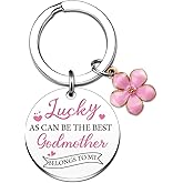 Wrpixe Godmother Gift Keychain Godmother Proposal Gift from Godchild Pink God Mother Gifts for Women Birthday Gifts for God Mom Parents Baptism Thanksgiving Christmas Mothers Day Presents for Her