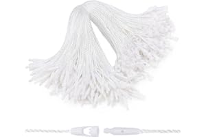 EUSOAR Tag String, 5.9" 200Pcs Nylon Strings Snap Lock Pin Loop Fastener Hook Ties Easy and Fast to Attach Gift Clothing Price Hanging Tag Ropes for Retail Store Boutique-White