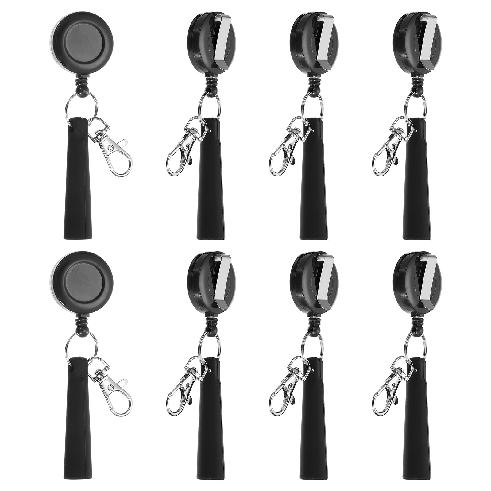 PATIKIL Retractable Pen Holder, 8 Pack Pull Pen Pencil Holder Elastic Silicone Grip Pencil Holder for Woodwork Bricklayer Markers and Carpenter Pencils, Black