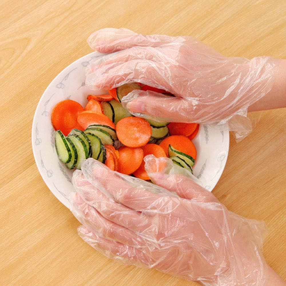 waitFOR 50/100/200/300/400/500 pcs Plastic Disposable Gloves Embossed Polythene Gloves for Restaurant Home Service Catering Hygiene