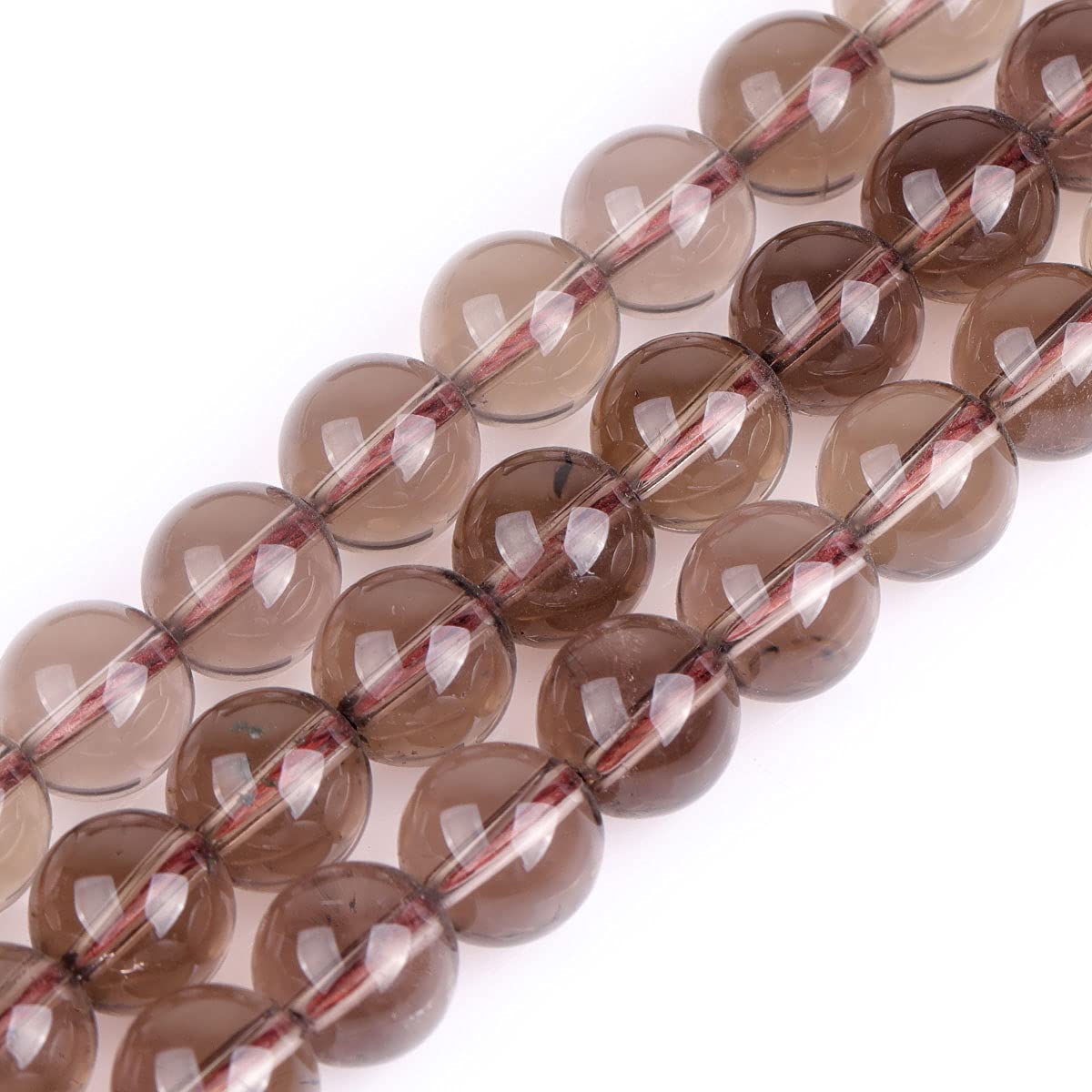 GEM-Inside Natural 10mm Light Grey Smoky Quartz Round Gemstone Semi Precious Loose Beads for Jewellery Making 15''