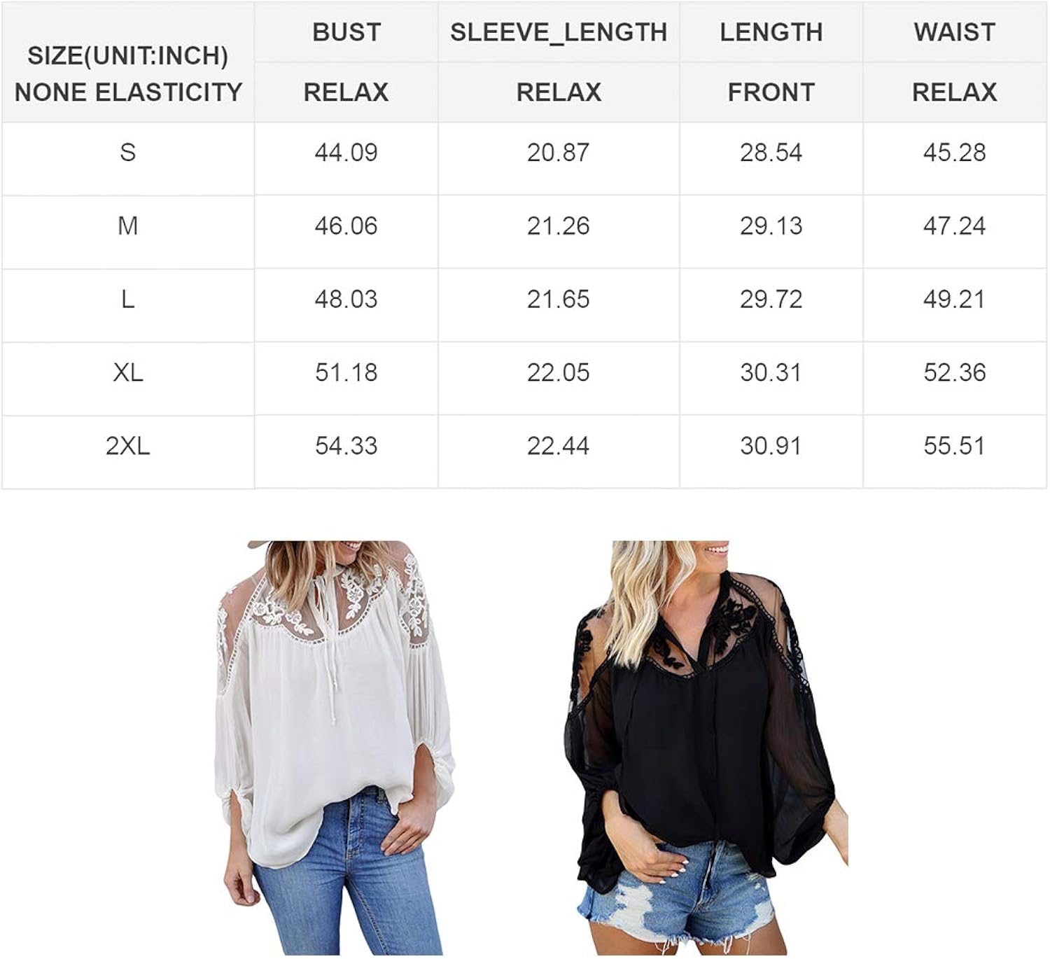 Biucly Womens Casual Solid V Neck Lace Crochet Button Down Bell Sleeve Shirts Tops Loose Blouses(S-XXL): Clothing