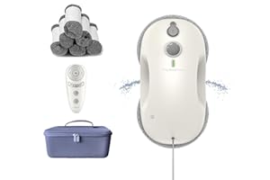 Tosima W3 Window Cleaning Robot - Dual Direction Auto-Spray Smart Window Cleaner with Triple Safety System, Smart Navigation, Remote Control, for All Smooth Surfaces, with 12 Rags, White