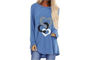 FARTEY Womens Tunics or Tops to Wear with Leggings Long Sleeve Loose Fit Fall Clothes Crewneck Gradient Comfy Shirts Blouses