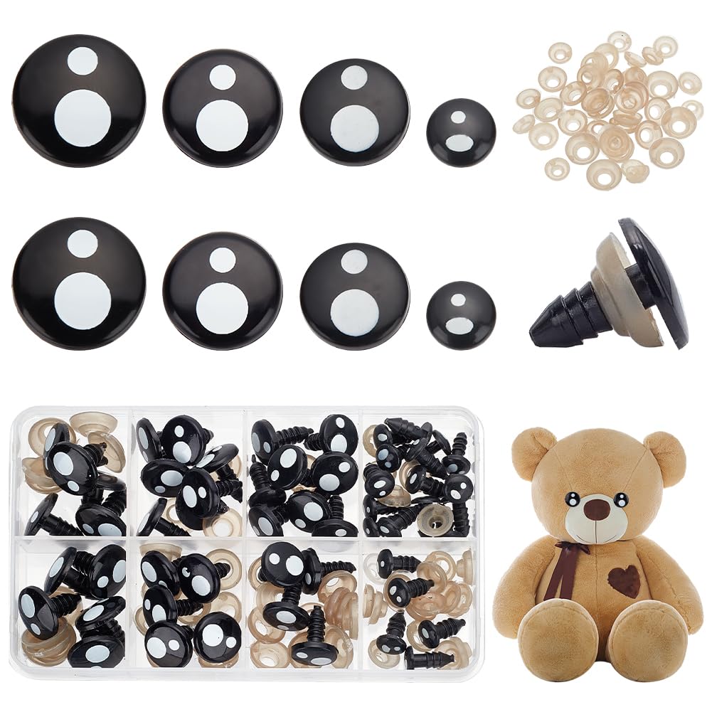 PH PandaHall 54 Sets Safety Eyes for Crochet Craft Eyes Amigurumi Safety Eyes Kawaii Eyes with Washers for DIY Stuffed Animals Puppets Bear Crafts Amigurumi Making 8/12/14/16mm