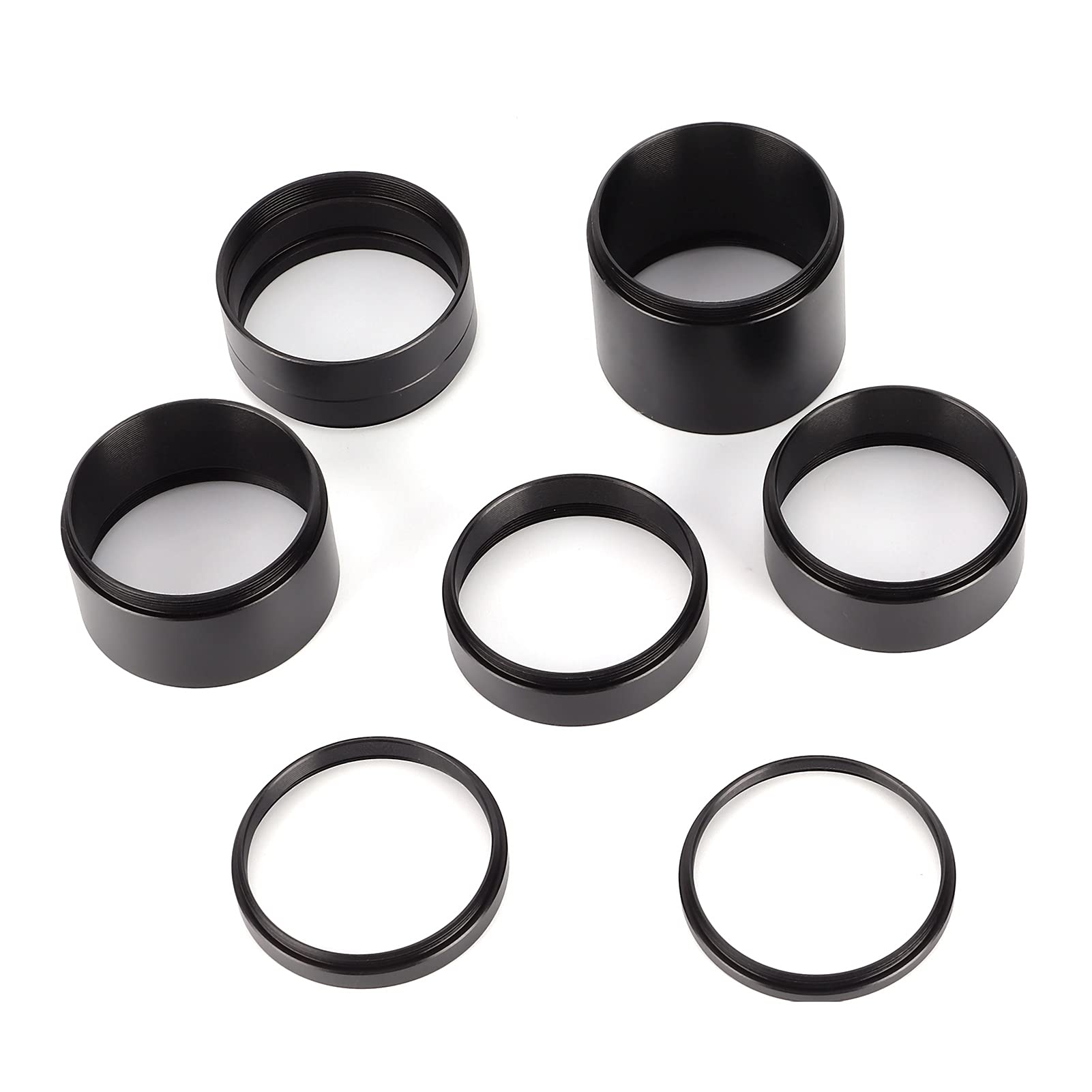 Lens Extension Tubes Astrophotography Telescope Eyepiece,Various Sizes 8Pcs Black Telescope Adapter Ring for Replacement