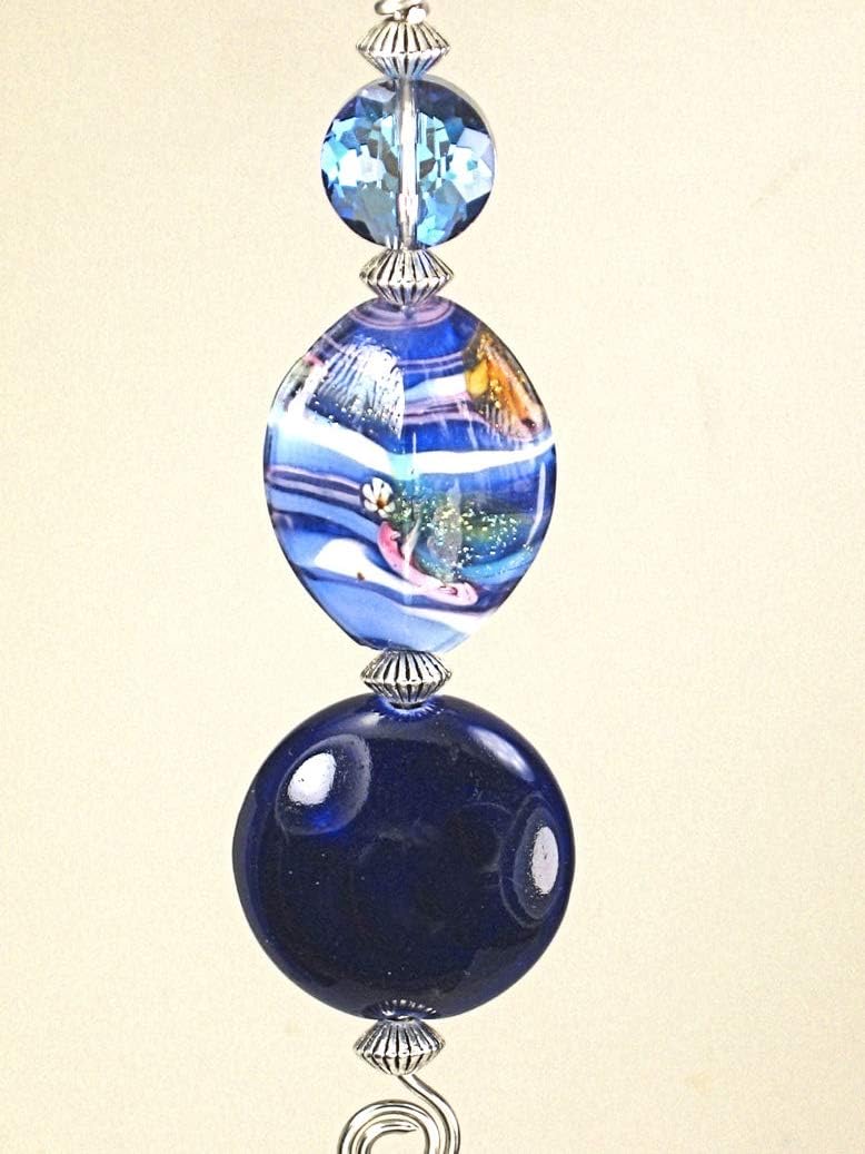 Southwest Swirl Cobalt And Sky Blue Landscape Glass Ceiling Fan