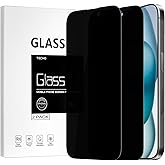 TECHO Privacy Screen Protector for iPhone 16 Plus/iPhone 15 Plus Tempered Glass Film, Full Coverage Edge to Edge, Anti Spy Private, 9H Hardness, 2 Pack, 6.7 Inch