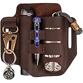 EDC Leather Sheath, Multitool Leather Pocket Organizer PJ13 Plus Brown