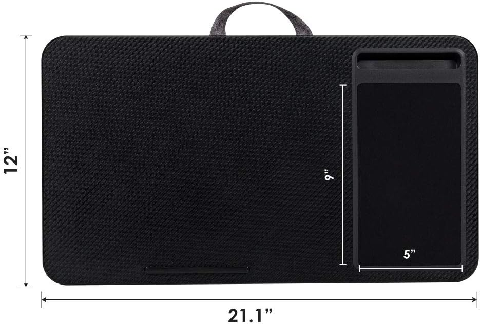 LapGear Home Office Lap Desk with Device Ledge, Mouse Pad, and Phone Holder - Black Carbon - Fits Up to 15.6 Inch Laptops - Style No. 91588 : Office Products