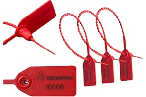133 SUPPLY 500 Plastic Tamper Seals Security Seal Numbered Breakaway Zip Ties for Fire Extinguishers Tags Fire Extinguisher Tamper Seal Red Safety Seals Labels Pull Tight Security Tags Security Ties