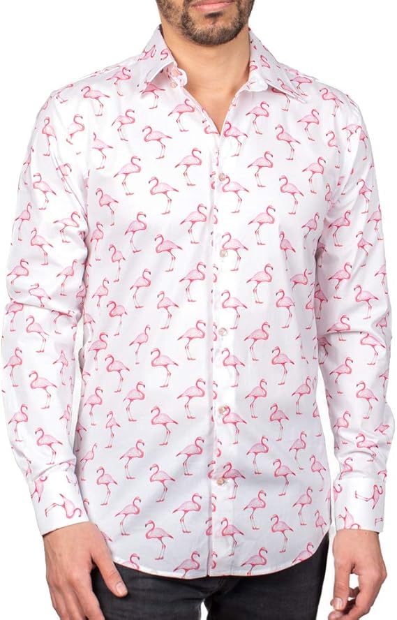 Amazon コトンドゥ Cotondoux 柄シャツ メンズ 長袖 フラミンゴ アニマル柄 お洒落 ブランド M91ad1692 39 シャツ 通販