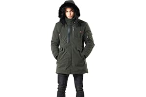 WEEN CHARM Men's Warm Parka Ski Jacket Water Resistant Puffer Jacket Long Winter Coat with Removable Faux Fur Hood