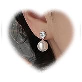 Vintage Pearl Dangle Earrings Pearl Drop Earrings Dot Crystal Stud Earrings Gold Pearl Bead Earrings Pearl Wedding Earrings Jewelry for Women and Girls