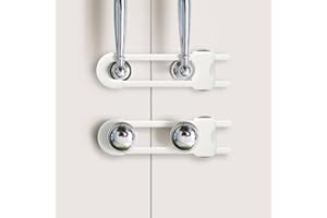 REAEON Baby Proofing Cabinets, Sliding Cabinet Locks for Babies, Adjustable U Shaped Baby Safety Locks, Childproof Cabinet Latch for Kitchen, Bathroom, Drawer, Cupboard Doors Knobs & Handles (2Pack White)