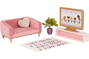 Our Generation - OG Lovely Living Room Set - Dollhouse Furniture - Couch, Rug & TV Set - 18-Inch Doll Accessories - Pretend P