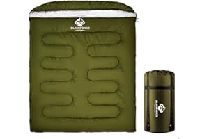 Blackpongo Double Sleeping Bag for Adults Men Women, Two Person XL Queen Size Two Person Sleeping Bag for All Season Camping 