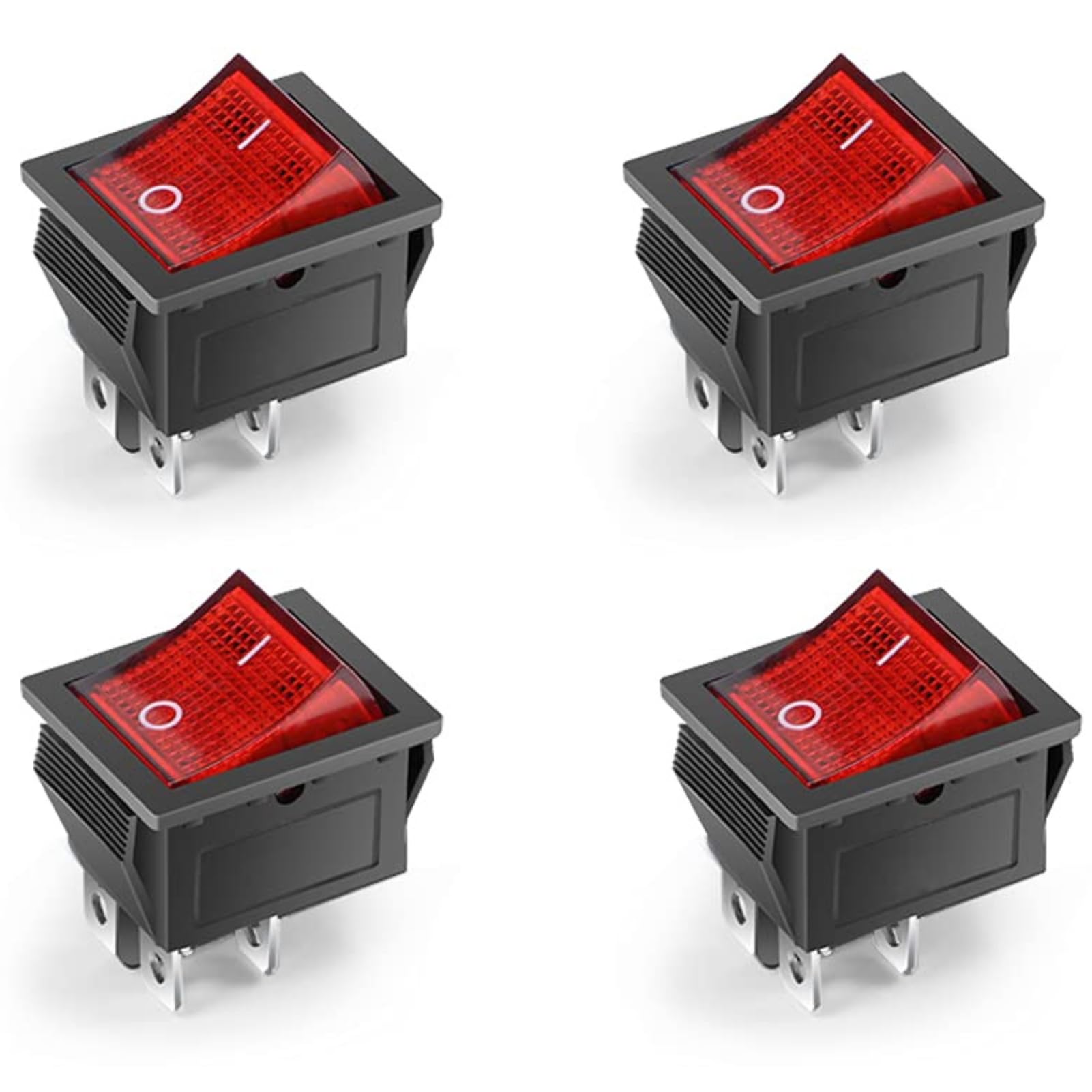 Jadeshay Rocker Switch,4PCS Rocker Switches ON-Off Boat Rocker Switch 4 Pin Switch Rocker Switch with LED Light DPS AC250V 30A for Electrical Machine and Household Electrics Products