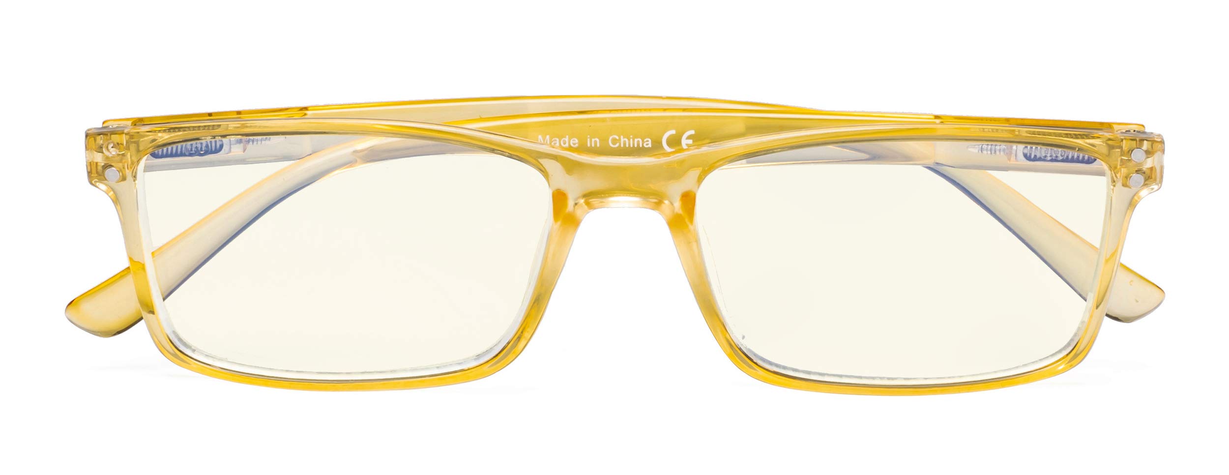 CessBlu Blue Light Filter,Spring Hinges Computer Reading Glasses for Women and Men(Yellow,+1.75)
