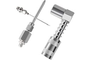 UTOOL Grease Gun Accessory Kit, 90 Degree Coupler, Needle Nozzle, Grease Injection Needle with Cap, for Hard to Reach Grease Zerk Fittings