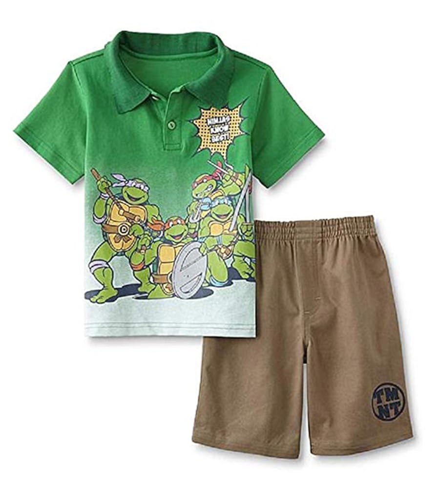 Nickelodeon Teenage Mutant Ninja Turtles Little Boys' Green Polo Two-Piece Short Set