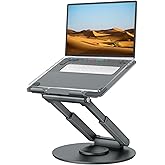 Tounee Telescopic Laptop Stand for Desk with 360° Swivel Base, Sit to Stand, Height Adjustable, Portable Riser Holder for Goo