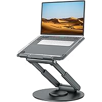 Tounee Telescopic Laptop Stand for Desk with 360° Swivel Base, Sit to Stand, Height Adjustable, Portable Riser Holder for Goo