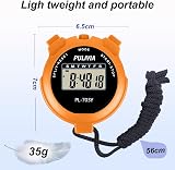PULIVIA PL-703Y Sports Stopwatch Timer Lap Split Digital 1/100s Orange view 4