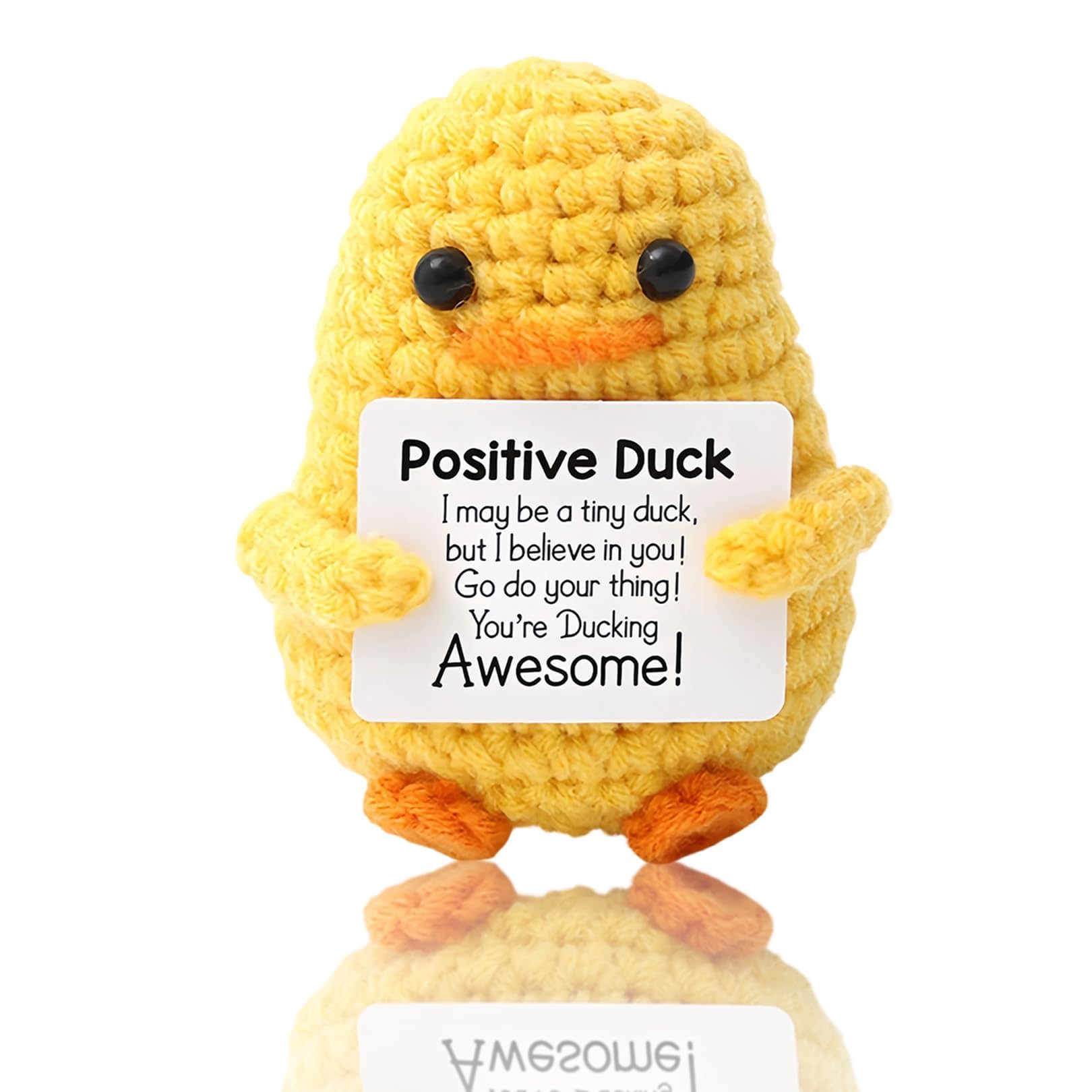 Positive Crochet Animals Duck Gifts,Emotional Support Gift,Handmade Motivational,Cheer Up for Women,for Cute Plush,Doll with Card,Cute Potato Birthday Friends Party Decoration Good Luck Decorations