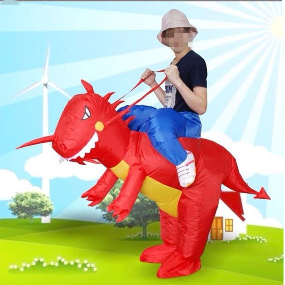 xiaoyi Child Inflatable Size Red Dinosaur toys Cosplay Jumpsuit Halloween Party Halloween Fancy Dress Blow Up Party Cosplay Costume (Child Dinosaur)