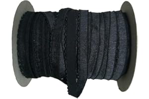 AUNHIRU 7/16 Inch Picot Edge Lingerie Elastic Ribbon Stretch Lace Sewing Elastic Band for lace 5Yards (Black)