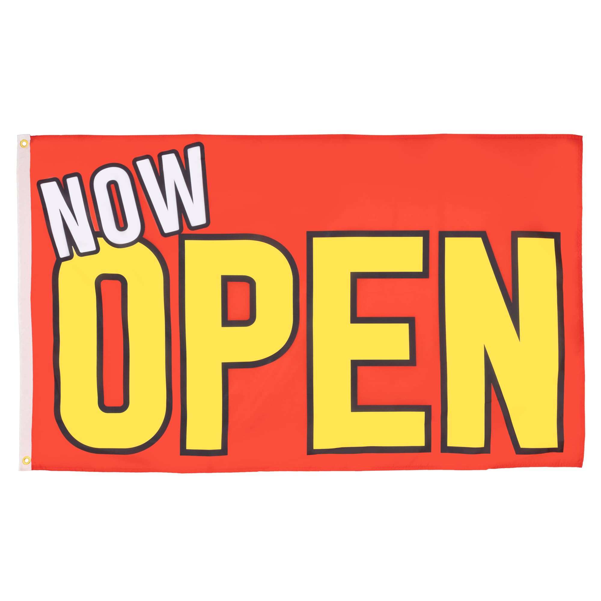 AZ FLAG - Now Open Red And Yellow Flag - 3x5 Ft - 100D Polyester It'S Open Banner with Two Metal Grommets - Fade Resistant - Vivid Colors - 3' x 5' Feet - 150x90 Cm