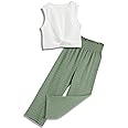 Handfrog Kids Clothes Girls Summer 2025 Cute Outfits 2 Piece Tie Knot Crop Tops Wide Leg Long Pants Sets Suit