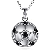CRMAD Soccer Necklace for Women Sterling Silver Ball Necklace Mother Father Day Gifts (soccer)