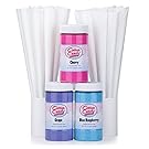 Cotton Candy Express Fun Pack | Kit Features Cherry, Blue Raspberry & Grape Floss Sugars (11 oz Each) & 50 Paper Cones | Best Cotton Candy Maker Supplies | For Home or Commercial Use
