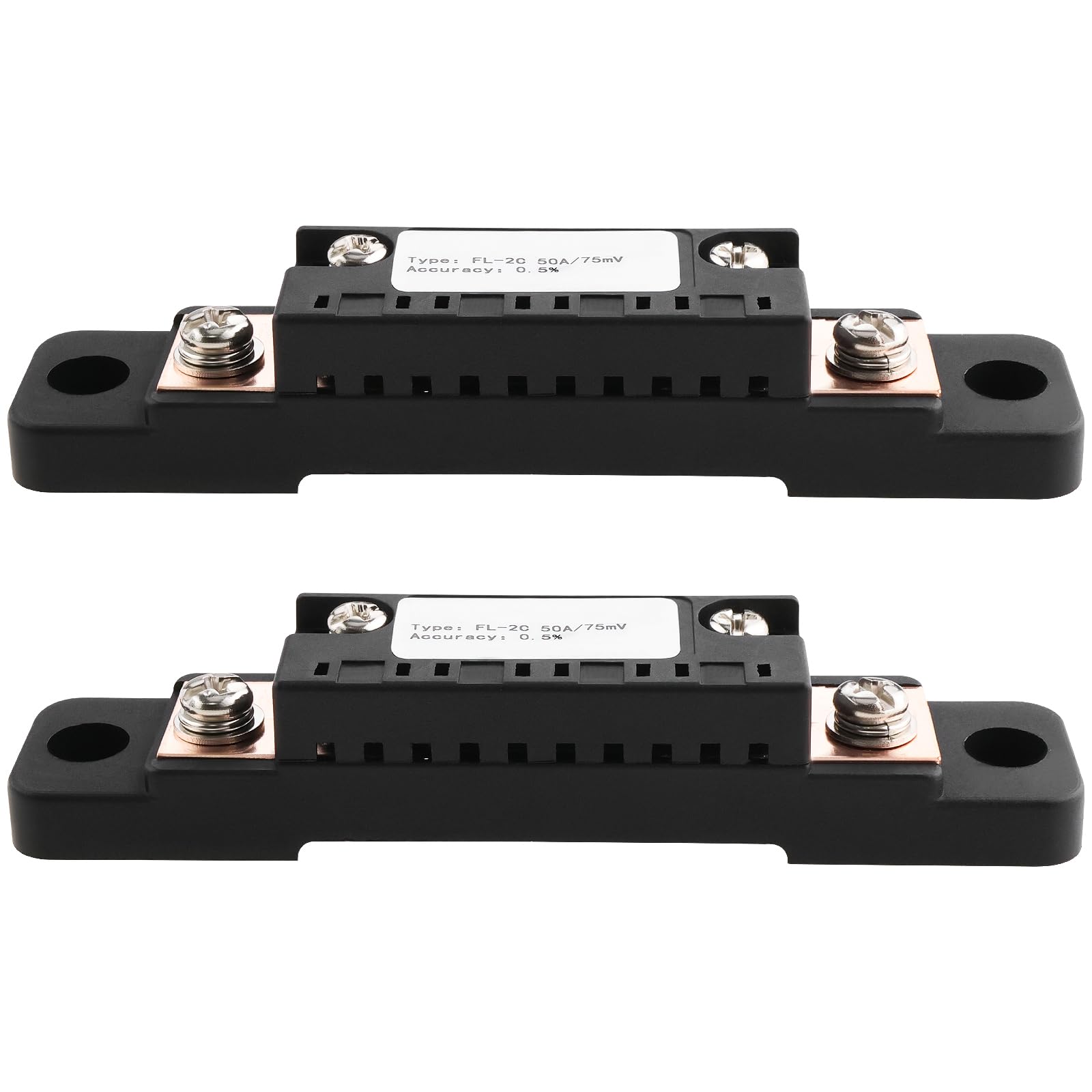 OTOTEC 2Pcs 75mV FL-2C 50A Shunt 0.5% Measuring Resistor Current Measurement Shunt Ampere Shunt Resistor Panel Meter Current Tester for Digital Ammeter