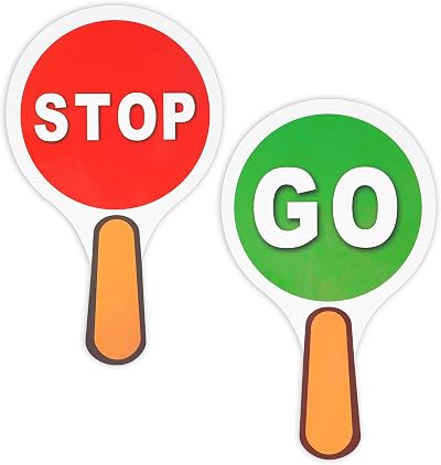 Thinp 2 Pack Stop Go Sign PVC Waterproof Traffic Safety Teaching Crossing Guard
