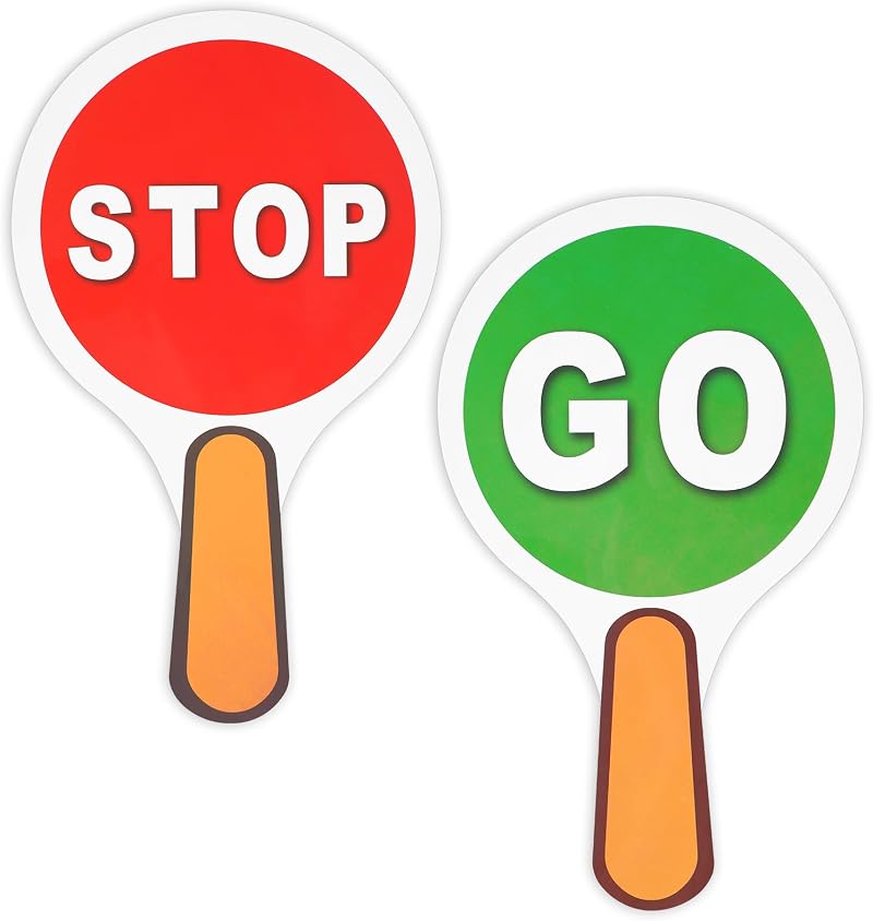 Thinp 2 Pack Stop Go Sign PVC Waterproof Traffic Safety Teaching Crossing Guard
