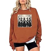 AmazingLucky Halloween Sweatshirt for Women Vintage Girls Will Be Girls Hallowmas Shirts Witches Gather Graphic Pullover Tops