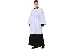 IvyRobes Premium White Square Neck Clergy Surplice Box Pleated Surplice for Church