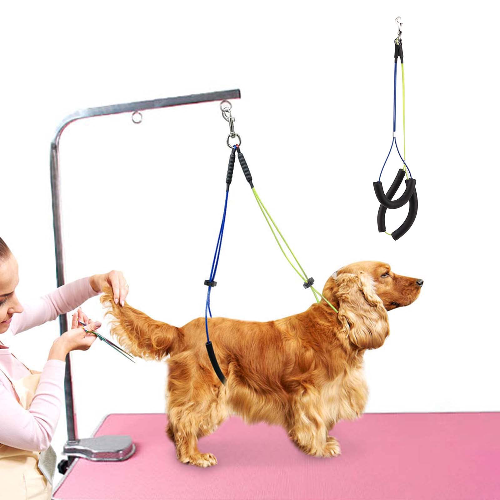 Yuehuamech Pet Grooming Table Rope Adjustable Pet Grooming Leash Neck and Haunch Holder Dog Grooming Loop Set for Small/Medium dogs(Double Steel Wire Rope Only)
