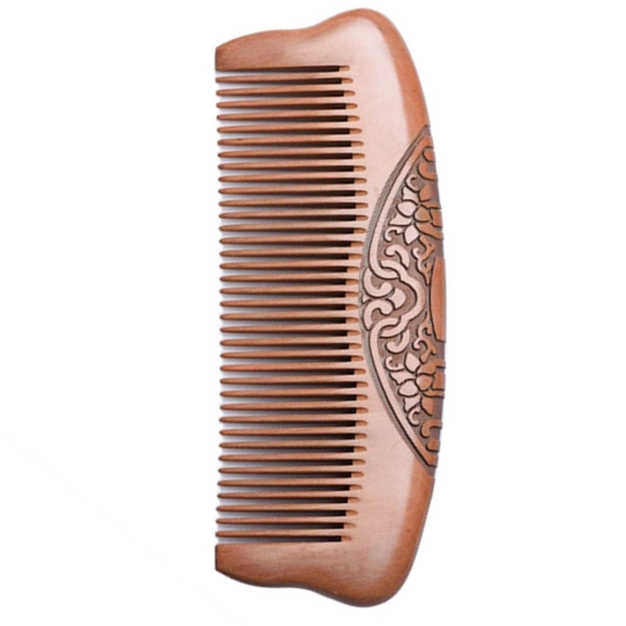 XFLYP Natural Peach Wood Massage Comb - Handmade Detangling & Styling Tool for Straight, Curly, Wavy, Thick Hair